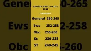 Rsmssb mvsi cut off 2022     #rsmssb_mvsi