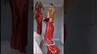 Red Long Open Back Sequin Dress