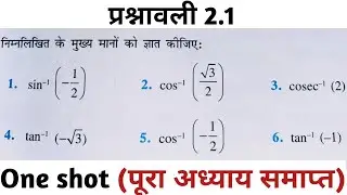 Class 12th Maths chapter 2 Exercise 2.1 । Inverse Trigonometric Function। 