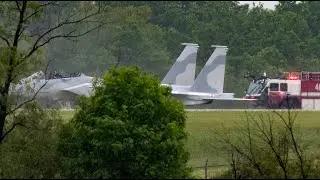 F-15 on runway at MidAmerica St. Louis Airport, pilots may have ejected