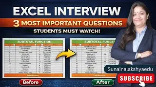 3 Most Important Questions | SUBTOTAL Function Trick | Must Watch #sunainalakshyaedu  #Excel 