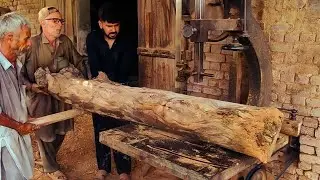 Extremely giant wood piece sawing process on ara machine | Awan Wood Works
