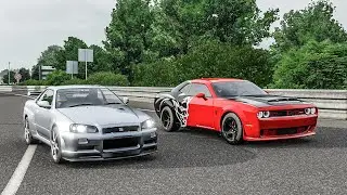 Forza 7 Drag race: Nissan Skyline R34 (510hp) vs Dodge Demon