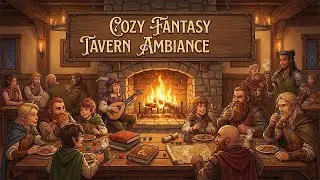 Cozy Fantasy Tavern Ambiance | Warm Fireplace, Lute Music & Merry Chatter | For Study, Sleep, D&D