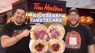 NEW Tim Horton's Blueberry Cheesecake & Powdered Strawberry Filled Timbit Review!