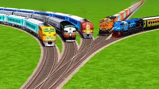 TRAINS CROSSING ON BUMPY FORKED RAILROAD TRACKS | Beamng Drive | train simulator 2026