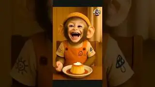 Monkey Eats Cream Caramel 🐒🍮Singe drole mange flan #shorts