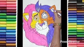 Half face of lion drawing  #drawing #youtubeshorts #easydrawing #like #share 