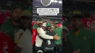 Mike Vick and DeSean Jackson embrace after facing off for the first time  | HBCUGameDay.com