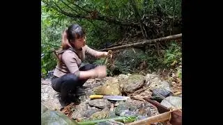 Single Mother&rsquo;s Forest Survival &ndash; Catching Fish & Making a Table Without Tools 🐟🛠️🌲