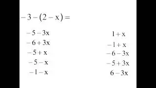 Simplify the algebraic expression &ndash;3&ndash;(2&ndash;x). MathPrimary 20 Seconds Math Quizzes For Kids