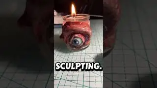 How I made a candle with a jar , wax, and sculpy. #candle #sculpting #polymerclay #artist #art #arts