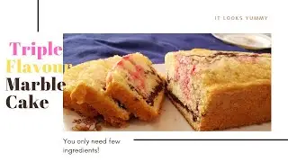 Triple Flavor Marble Cake | Easy Marble Cake Recipe | 3 flavors in 1 cake