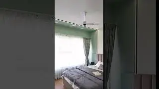 Cozy bedroom design with colorblock and wall LED
