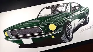 1967 Ford Mustang BULLITT | CLASSIC CAR DRAWINGS
