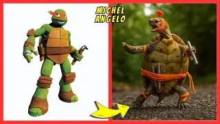 🐢 ПЕРСОНАЖИ ЧЕРЕПАШЕК-МУЛЬТФИЛЬМОВ В РЕАЛЬНОЙ ЖИЗНИ 🍕⚔️⚡