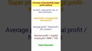 Formula of Goodwill By Super profit method