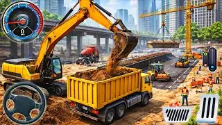 💥City Bridge Flyover Construction 3D🌁 - City Excavator Loading Simulator - Android GamePlay🎮 2026