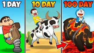 Shinchan & Nobita Play Bull Ride Challenge 😱😱 | Shinchan And Nobita Game | Funny Game |