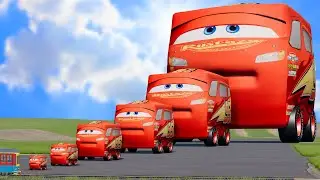 Big & Small Inflatable Cube Lightning Mcqueen vs Trains Thomas | BeamNG.Drive