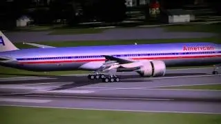 FSX AA B773 Landing at Glasgow