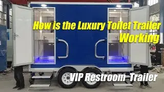 Blue color 2 stations luxury toilet trailer manufacturer, customized luxury restroom trailer