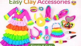 Diy How to make polymear clay miniature doll dress with makeup set ♥️Diy rasy polymer clay tutorial
