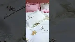 White - Princess Style Flora Silky Satin Cotton Bedding Sets 4 Pcs