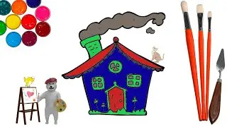 How to draw house picture /Wie zeichnet man ein Hausbild /Ev resmi nasıl &ccedil;izilir /如何画房子图片/رسم المنزل