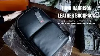 TUMI HARRISON WEBSTER MEN LEATHER BACKPACK UNBOXING + TRY ON