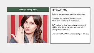 Learn to Analyze a Table of Data using the DCOUNT function with Rachel the Jewelry Maker