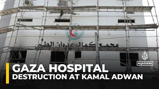 Destruction at Kamal Adwan Hospital after months of Israeli fire and raids