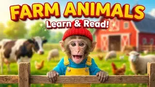 Baby Monkey Visits The Farm - Learn Farm Animals Names For Kids | Educational Video For Toddlers