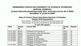 B.Ed 1st( re-appear) & 2nd year datasheet ( online mode) Dcrust || Naveen Dahiya
