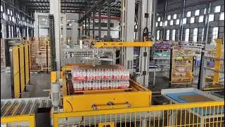 Low Level Palletizer System Specialized in Heat Shrink Film Wrapped Water Container Stacking
