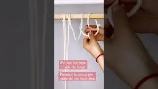 Macrame para principiantes,  Nudo Alondra con una Cuerda, Lark Knot with one cord.