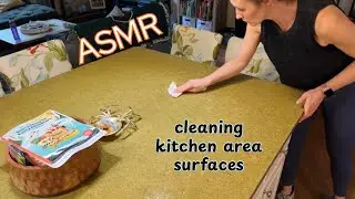 ASMR cleaning kitchen area surfaces w/ paper towel & disinfectant spray. #asmr #nomidrollads