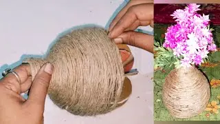 Beautiful flower vase making with jute/wall hanging room decoration idea 