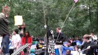 Protesters dance to the drums in Zucotti Park