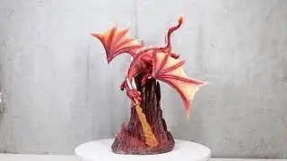 Ebros Fire Elemental Ferocious Dragon Breathing Flame On Volcanic Mountain Figurine