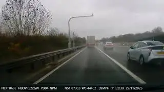 M1 Truck Driver Almost Causes A Crash Flashing Head Lights