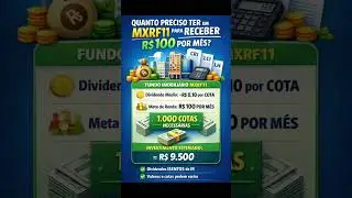 Quanto voc&ecirc; precisa de MXRF11 para receber R$ 100 por m&ecirc;s #a&ccedil;&otilde;es #bolsadevalores #dividendos