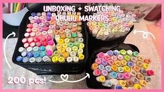 ✨UNBOXING 200 COLORS + SWATCHING MY NEW OHUHU ALCOHOL MARKERS #unboxing #ohuhumarkers