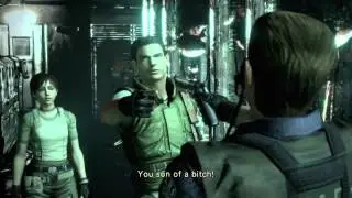 Resident Evil HD REmaster: Rebecca and Chris confronting Wesker.
