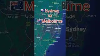 🇦🇺Sydney vs 🇦🇺Melbourne size comparison #sydney #melbourne #size #population #map