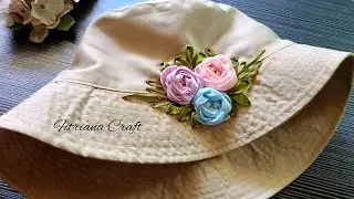 Cara Mudah Menghias Topi Dg Sulam Pita.Ide Hiasan Bucket Hat.