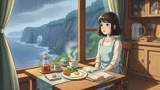 Cozy Rainy Evening by the Sea 🌧️🍳 | Cooking Dinner & Drinking Tea (Ghibli Style)