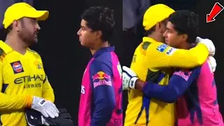 Ms dhoni heart winning gesture & hug Vaibhav Suryavanshi after CSK vs RR match IPL 2025