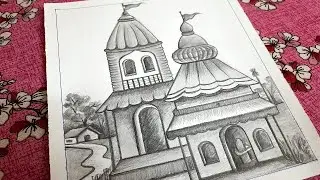 HOW TO DRAW TEMPLE STEP BY STEP / EASILY TEMPLE SKETCHING / SHIV TEMPLE DRAWING.