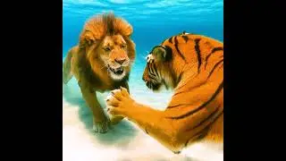 If a Tiger and a Lion could hug underwater.  #ai #tiger #shorts #animals